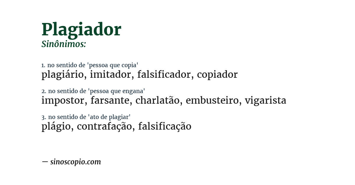 Sinônimo de plagiador