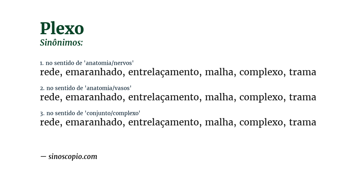 Sinônimo de plexo
