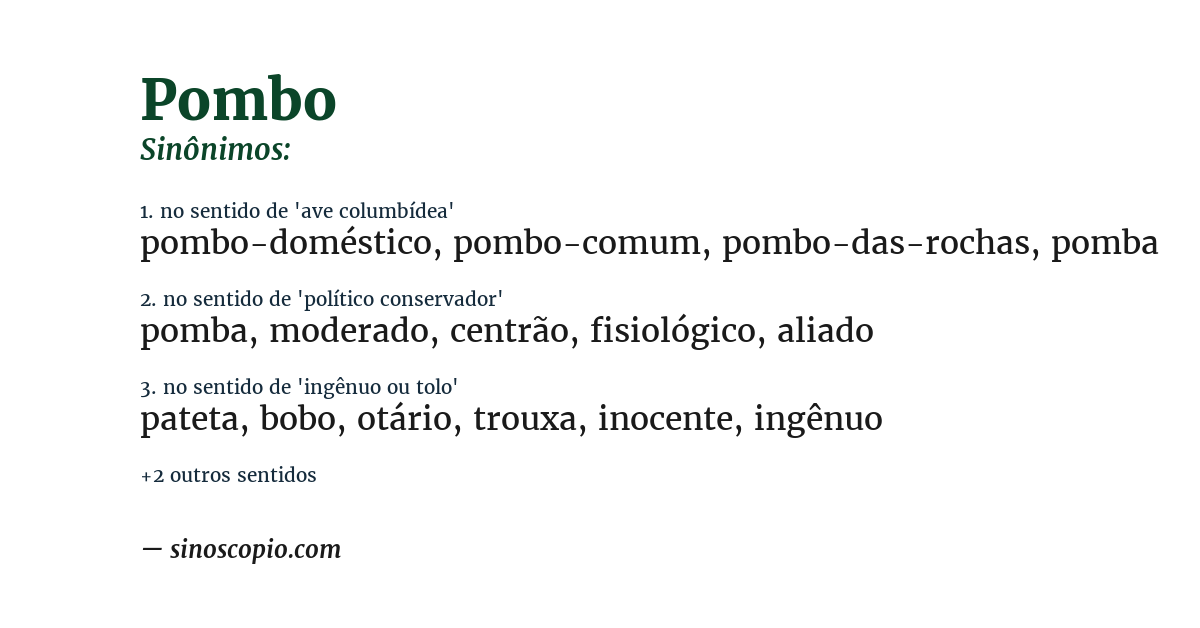 Sinônimo de pombo