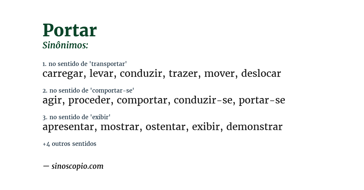 Sinônimo de portar