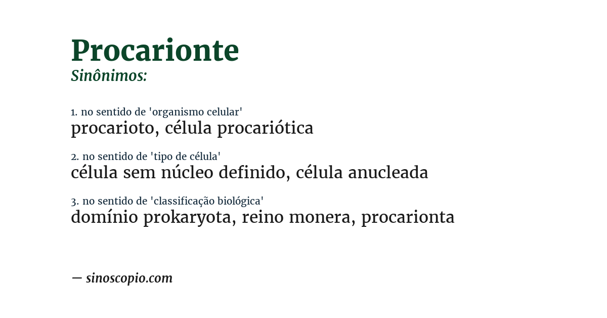 Sinônimo de procarionte