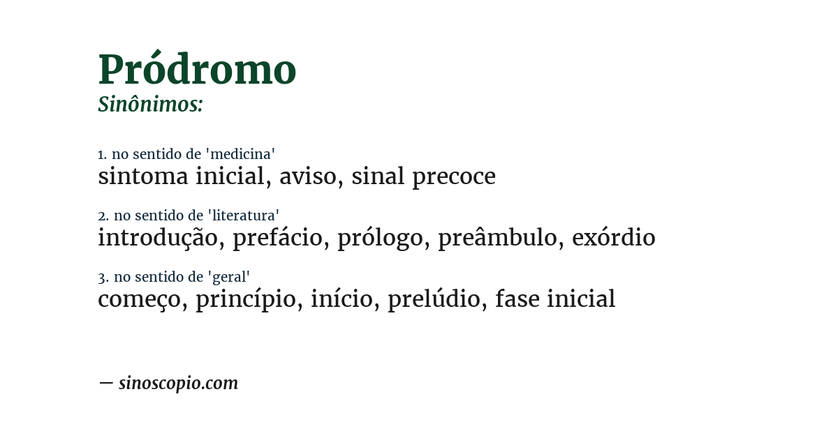 Sinônimo de pródromo