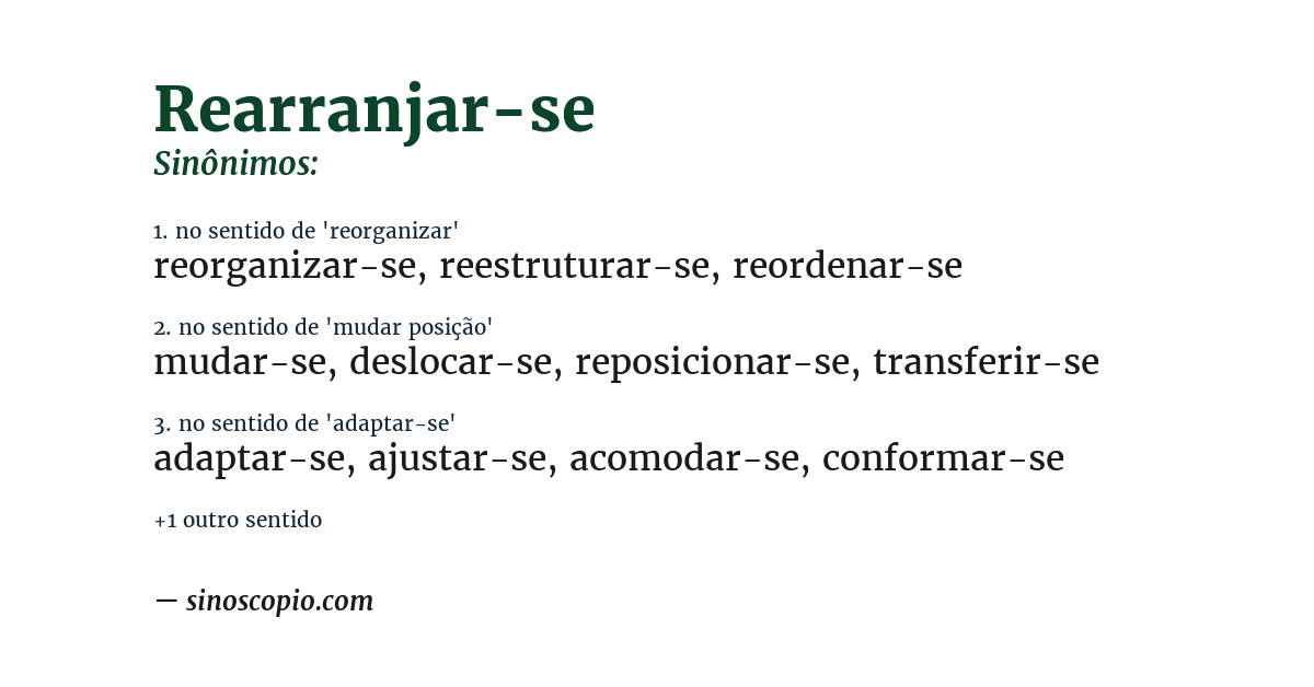 Sinônimo de rearranjar-se
