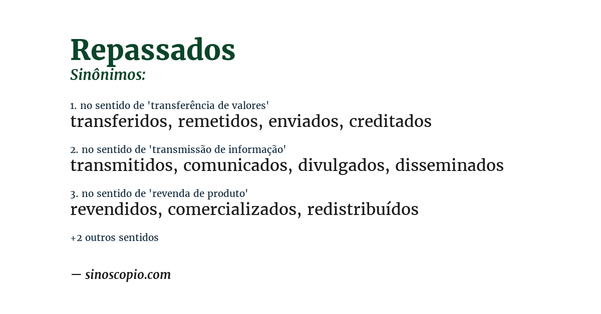 Sinônimo de repassados