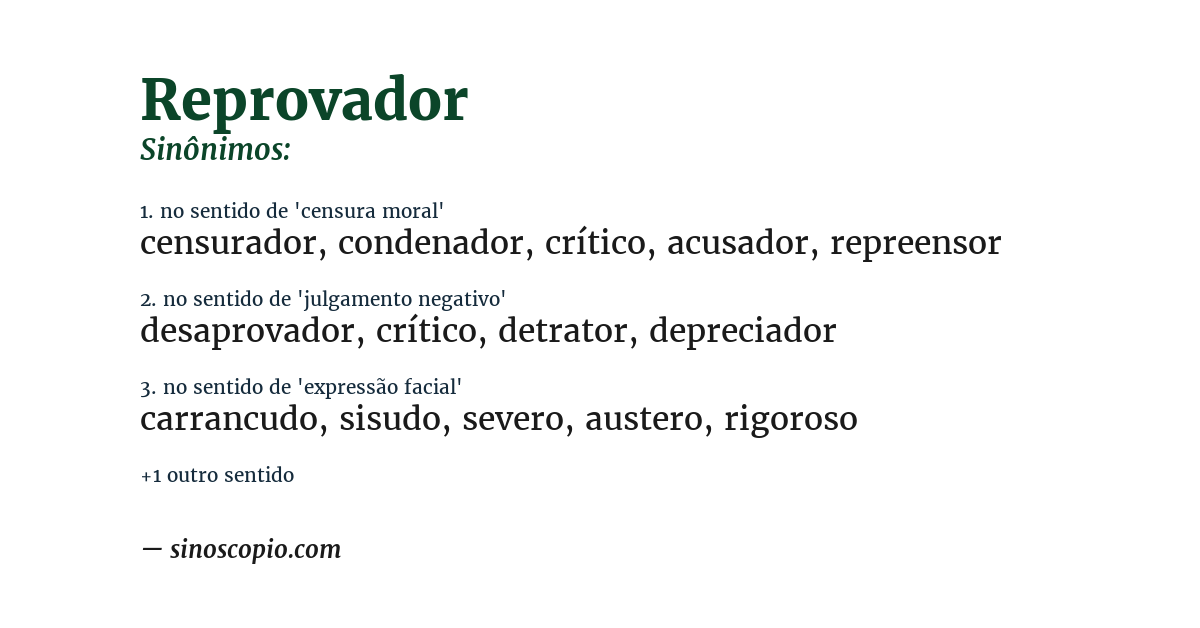 Sinônimo de reprovador