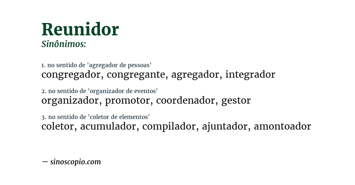 Sinônimo de reunidor