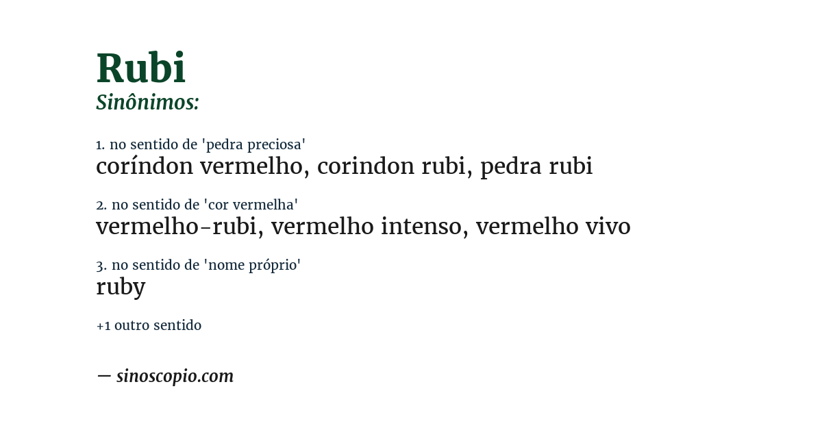 Sinônimo de rubi