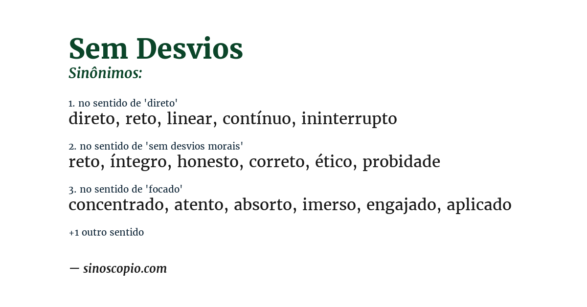 Sinônimo de sem desvios