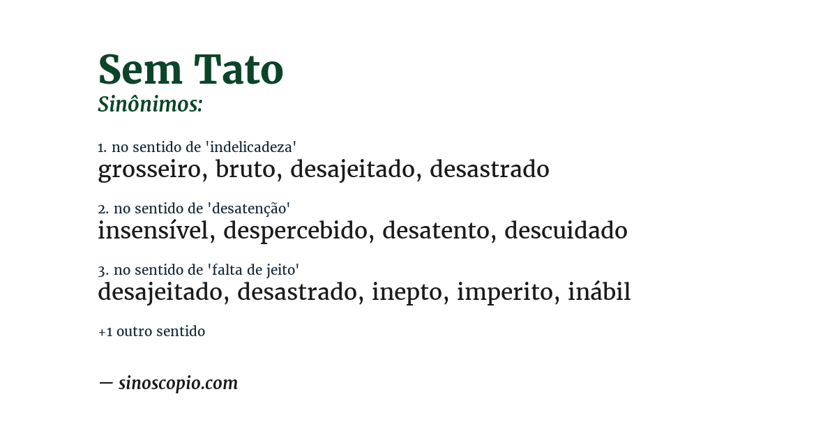 Sinônimo de sem tato