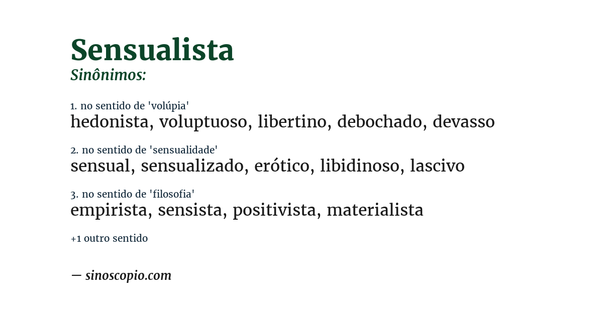 Sinônimo de sensualista