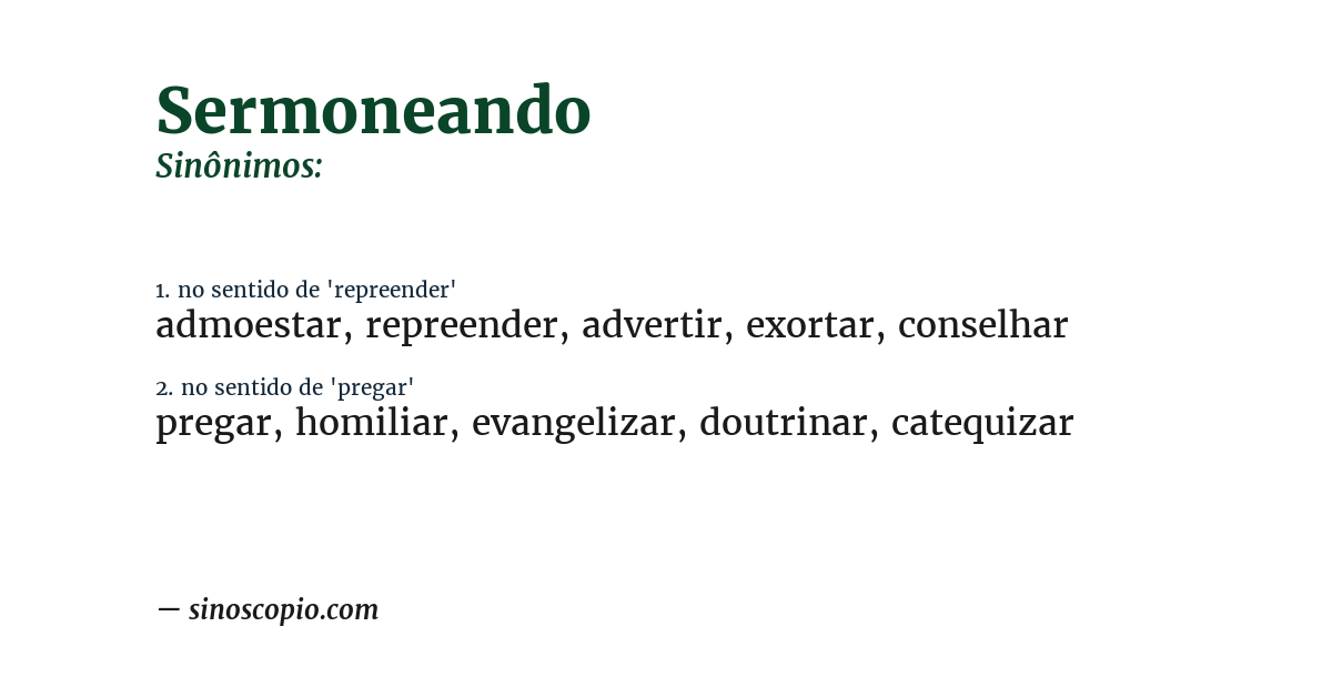 Sinônimo de sermoneando