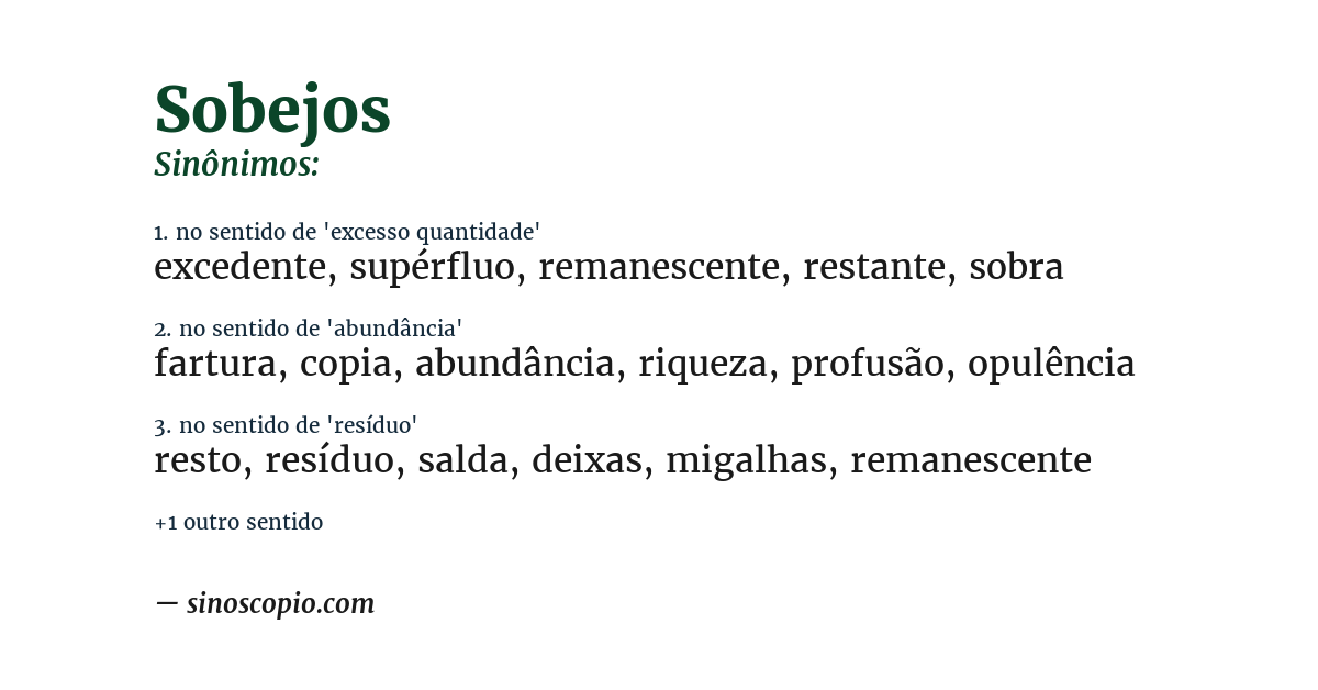 Sinônimo de sobejos