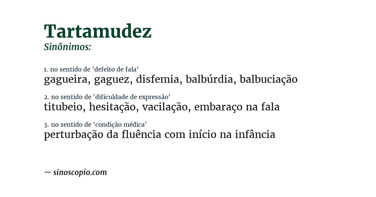 Sinônimo de tartamudez