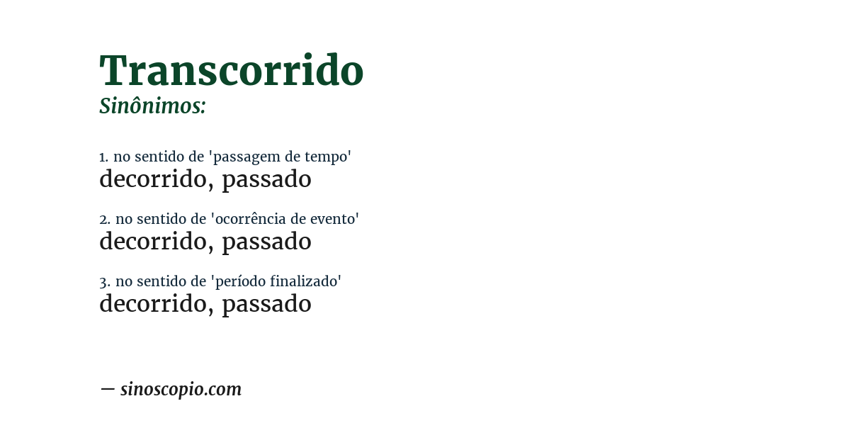 Sinônimo de transcorrido