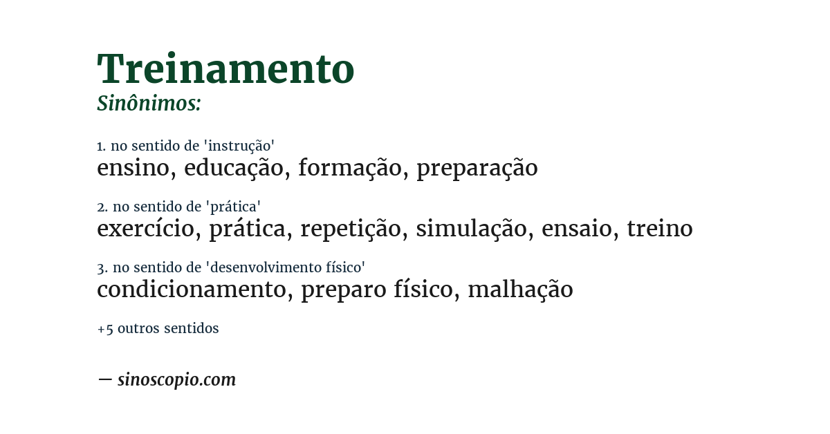Sinônimo de treinamento