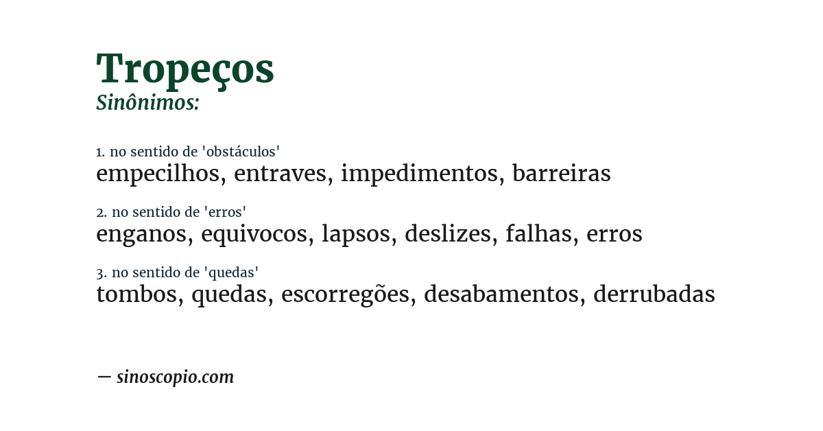 Sinônimo de tropeços