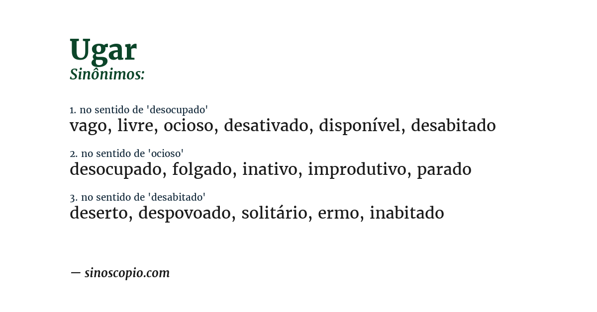 Sinônimo de ugar