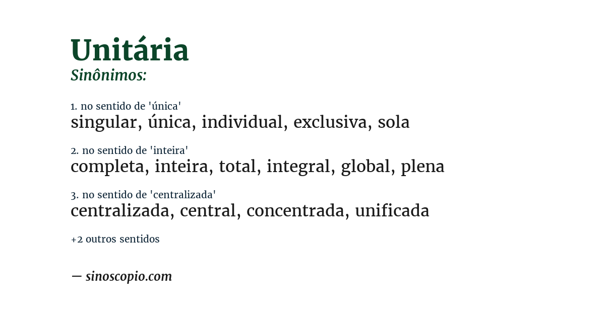 Sinônimo de unitária
