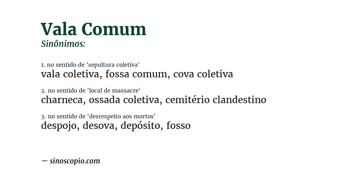 Sinônimo de vala comum