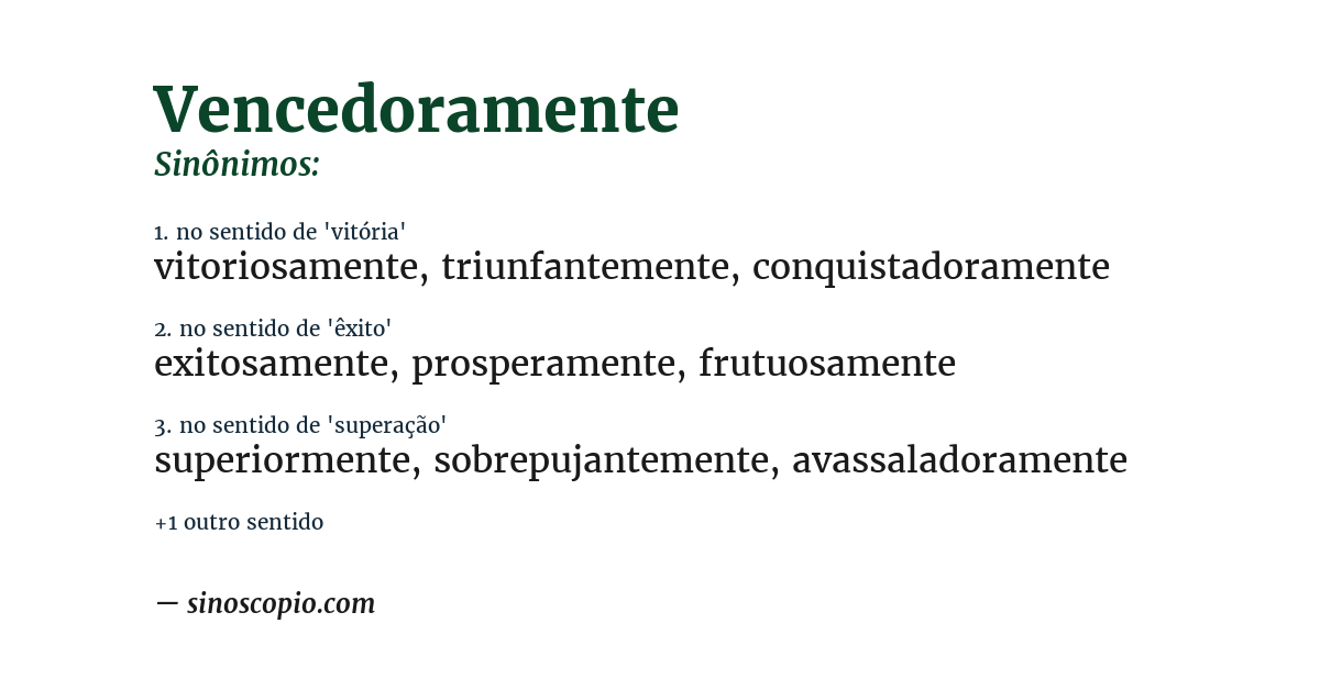 Sinônimo de vencedoramente