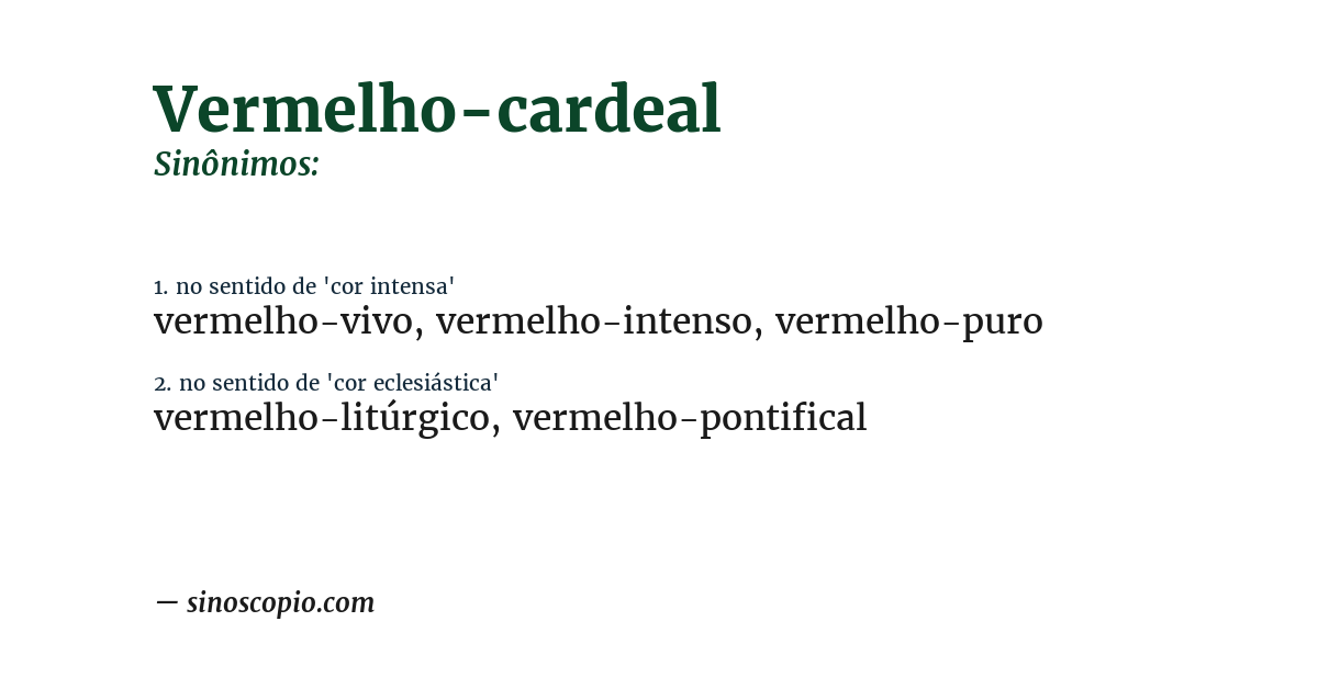 Sinônimo de vermelho-cardeal