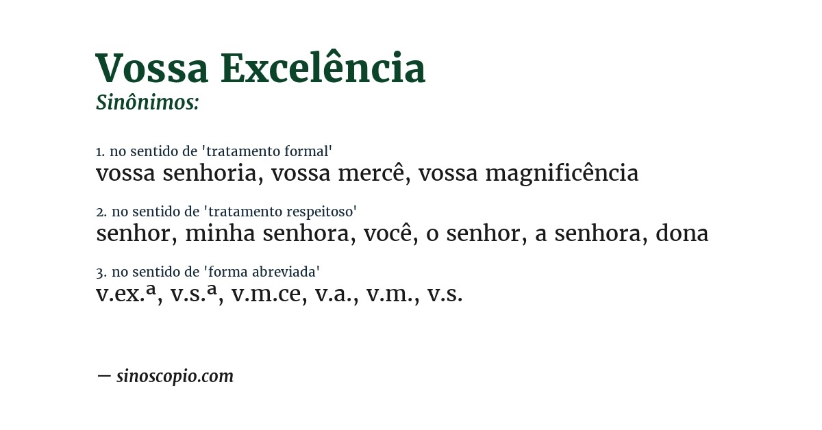 Sinônimo de vossa excelência