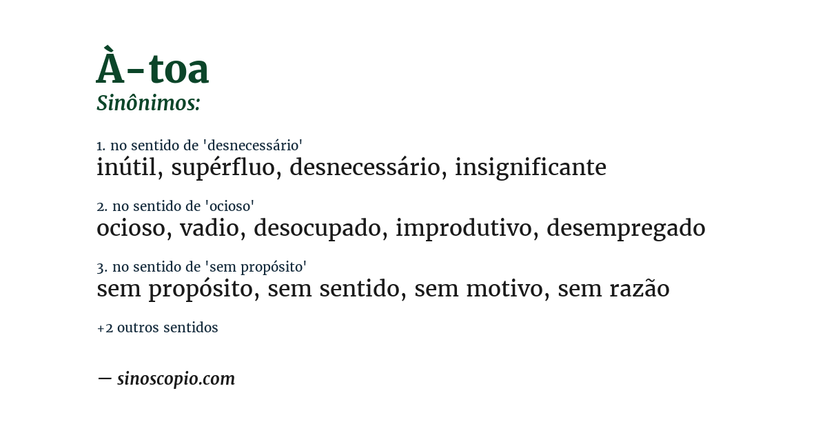 Sinônimo de à-toa