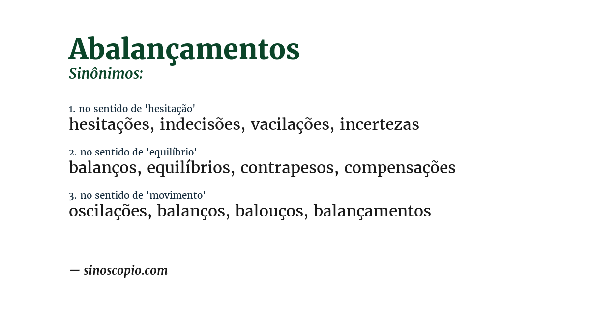 Sinônimo de abalançamentos