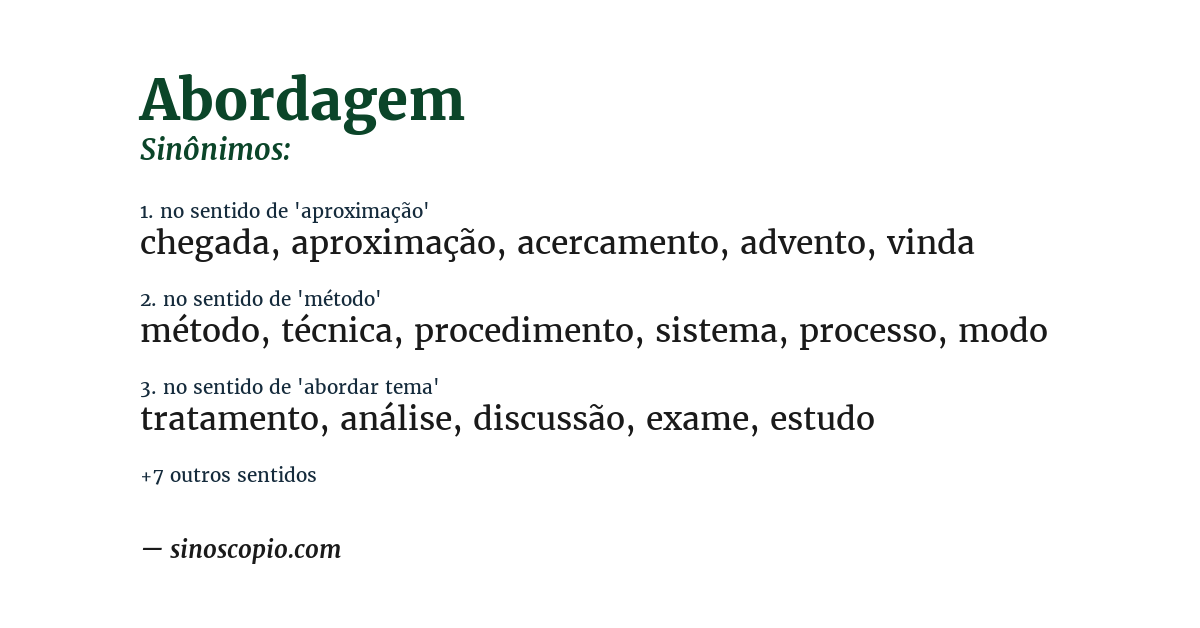 Sinônimo de abordagem