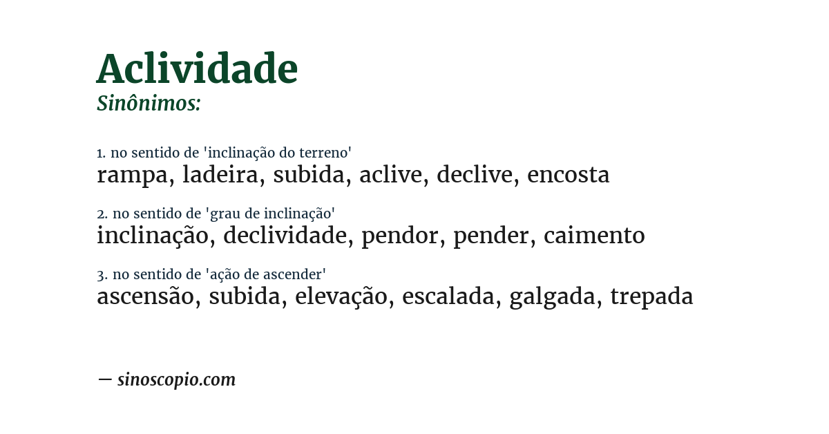 Sinônimo de aclividade