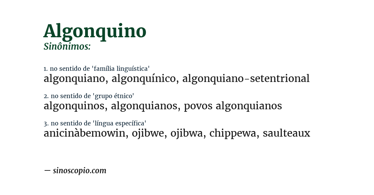 Sinônimo de algonquino