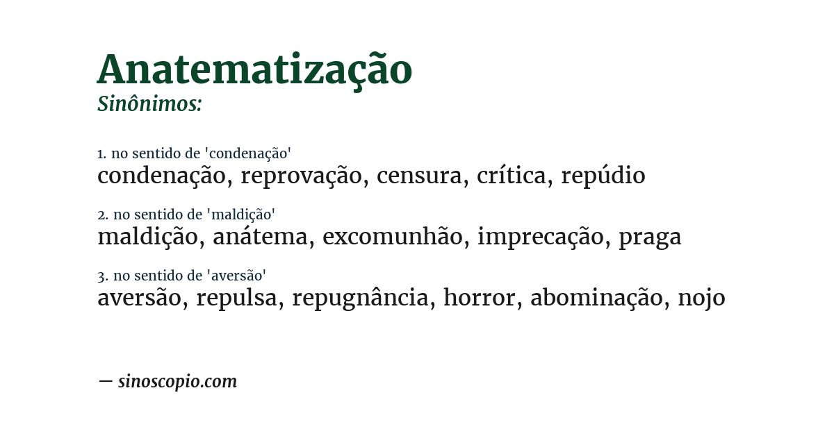 Sinônimo de anatematização