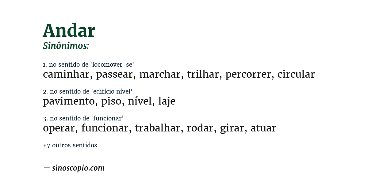 Sinônimo de andar