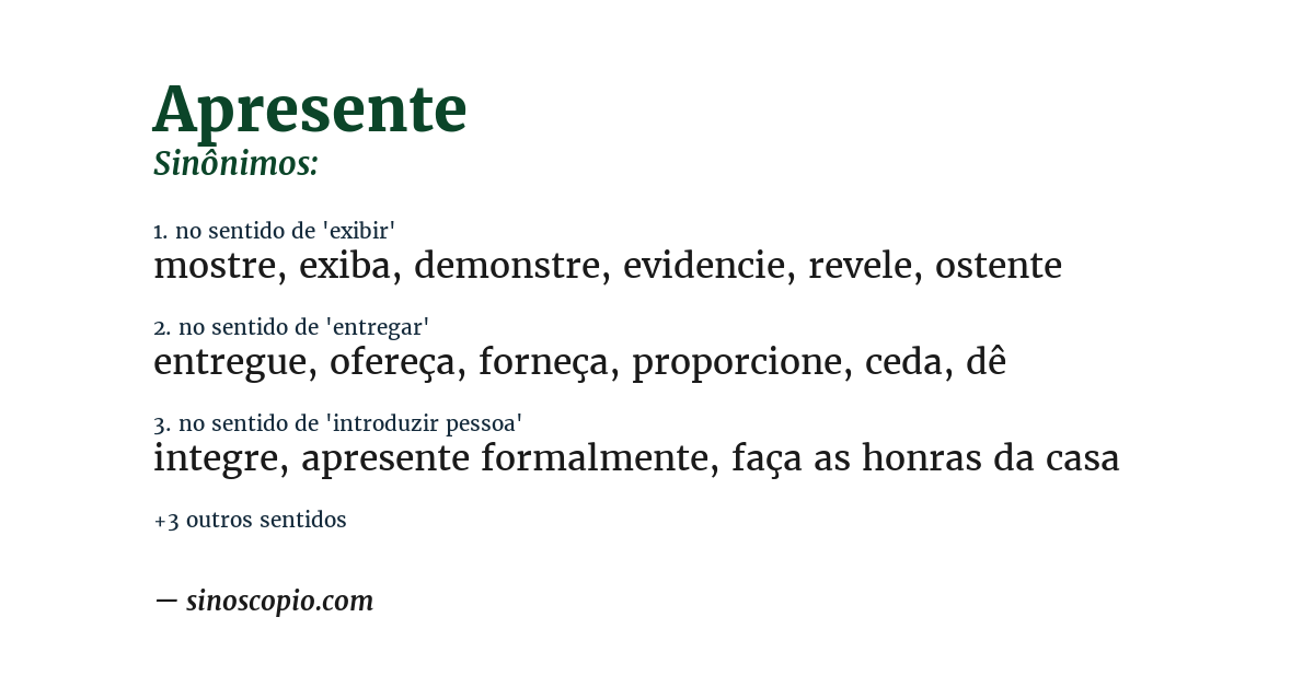 Sinônimo de apresente
