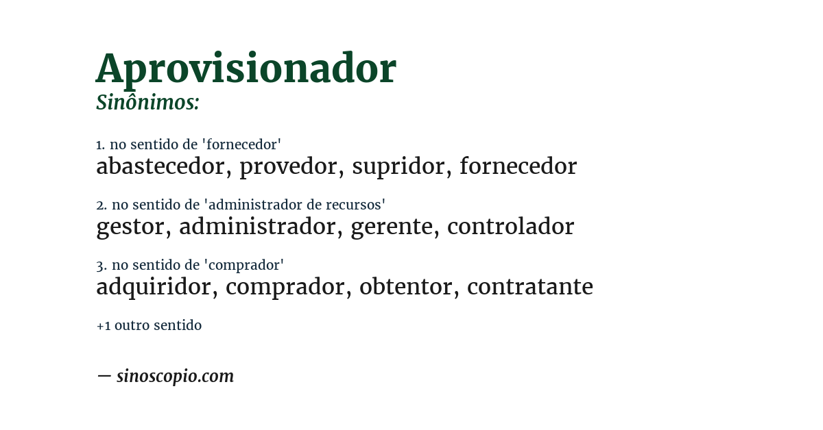 Sinônimo de aprovisionador
