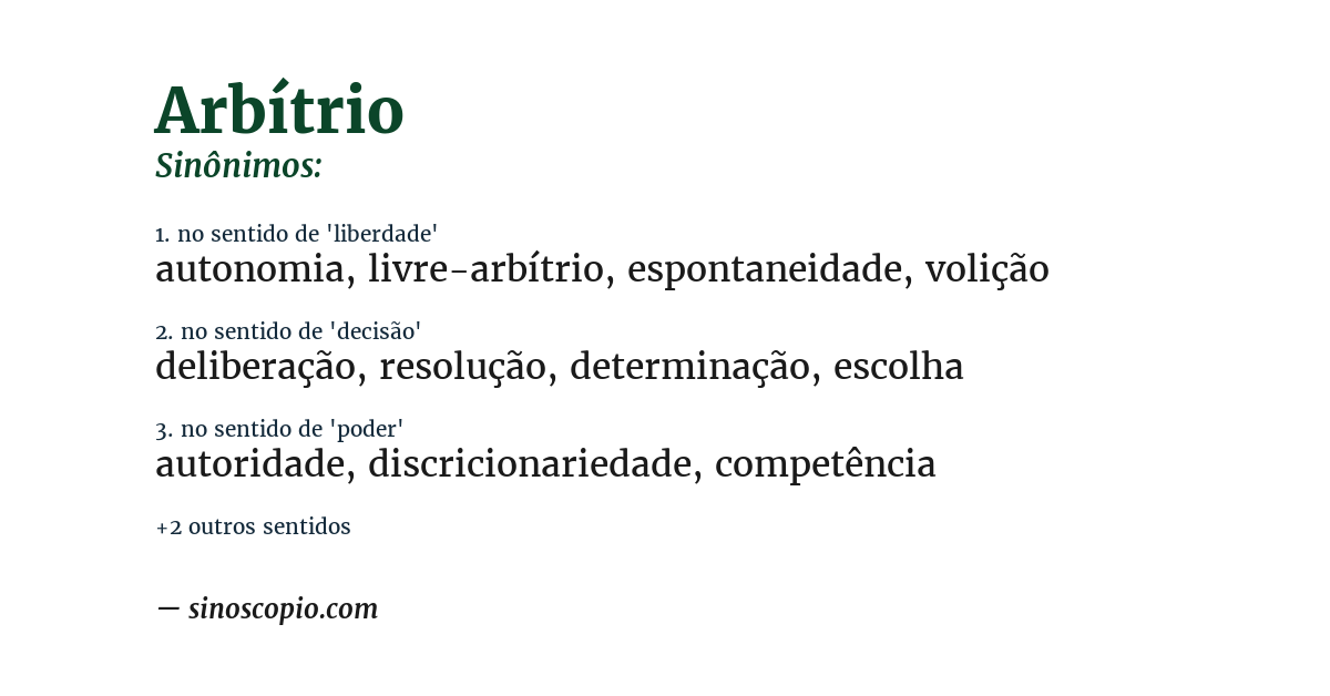 Sinônimo de arbítrio