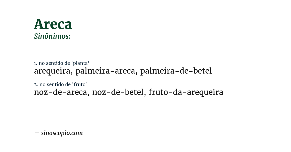 Sinônimo de areca