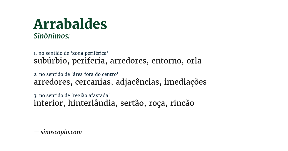 Sinônimo de arrabaldes