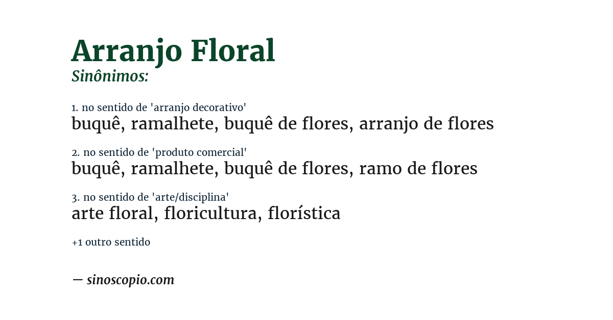 Sinônimo de arranjo floral