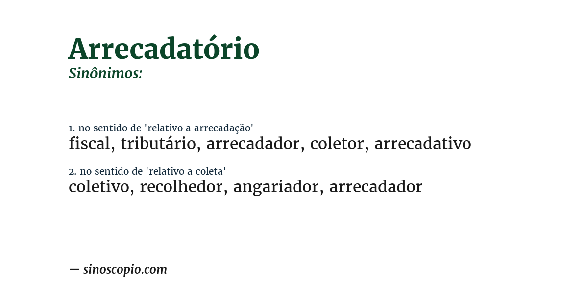 Sinônimo de arrecadatório