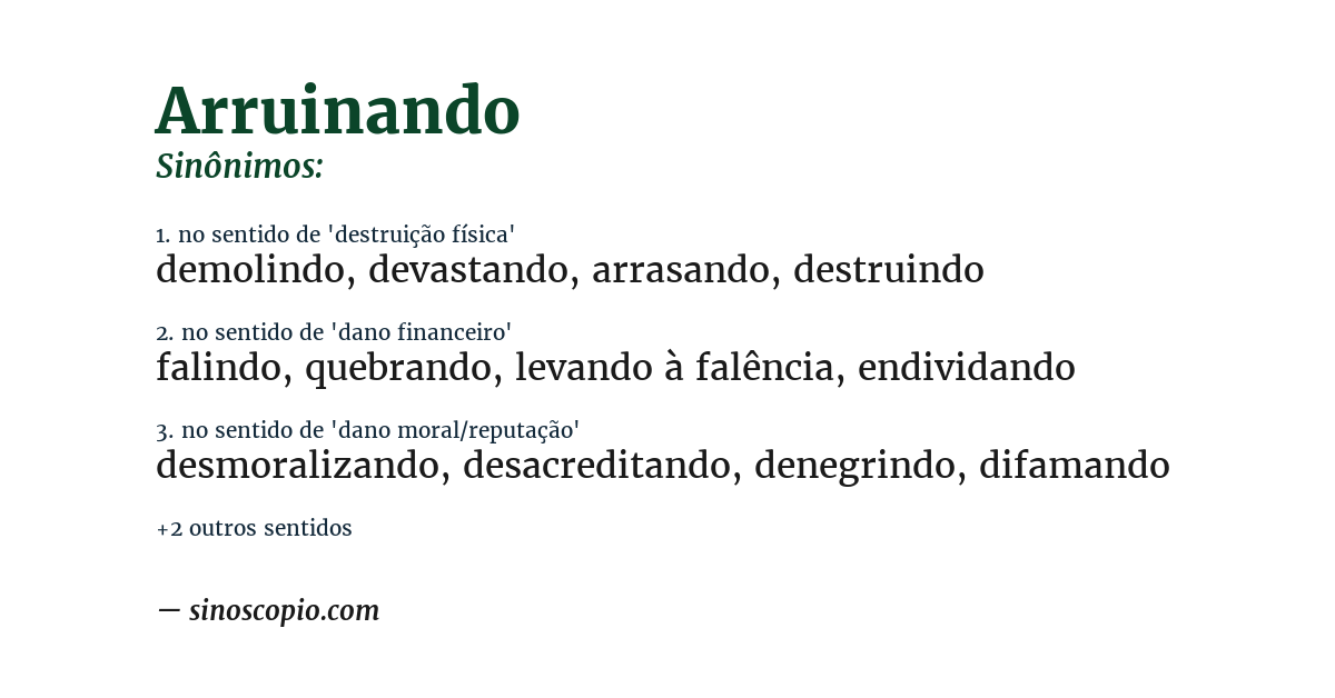 Sinônimo de arruinando