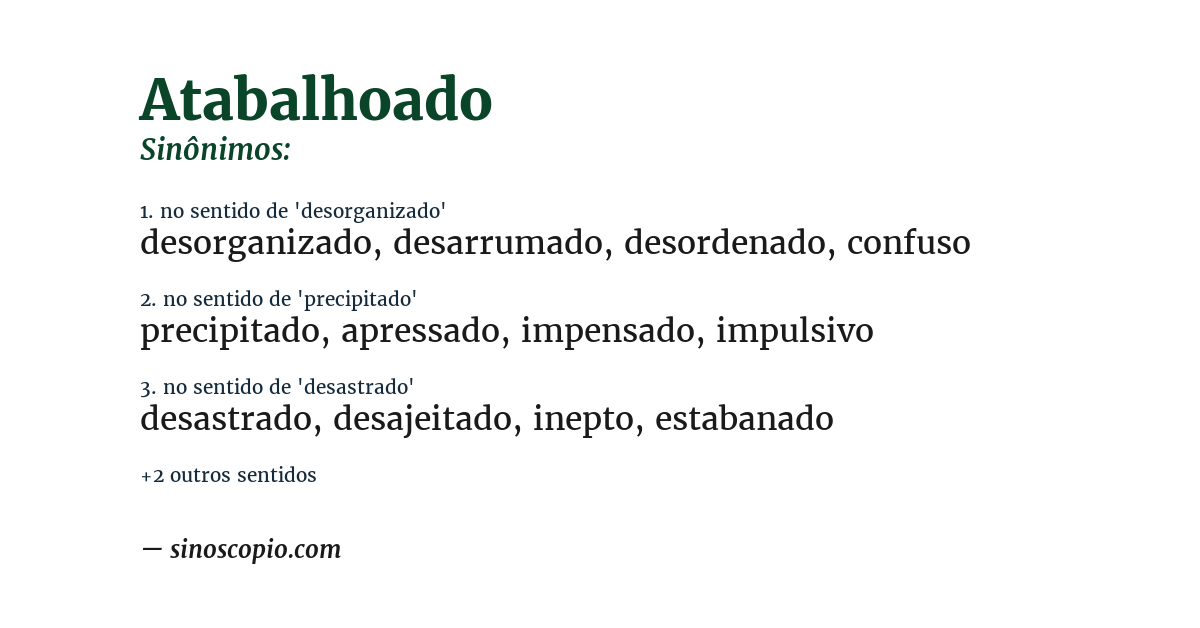 Sinônimo de atabalhoado