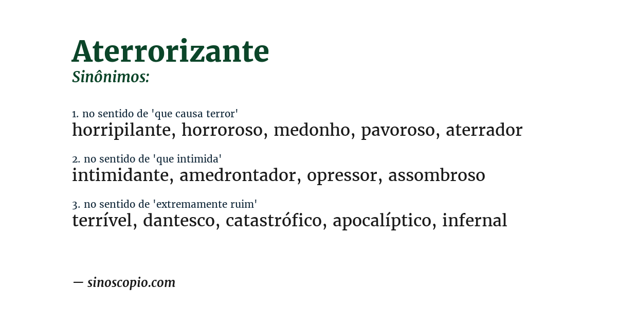 Sinônimo de aterrorizante