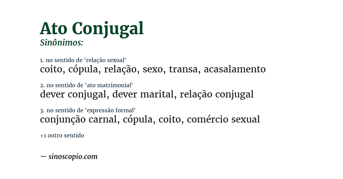 Sinônimo de ato conjugal
