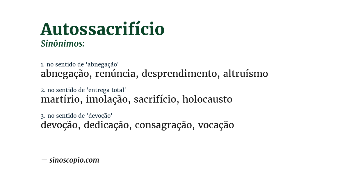 Sinônimo de autossacrifício