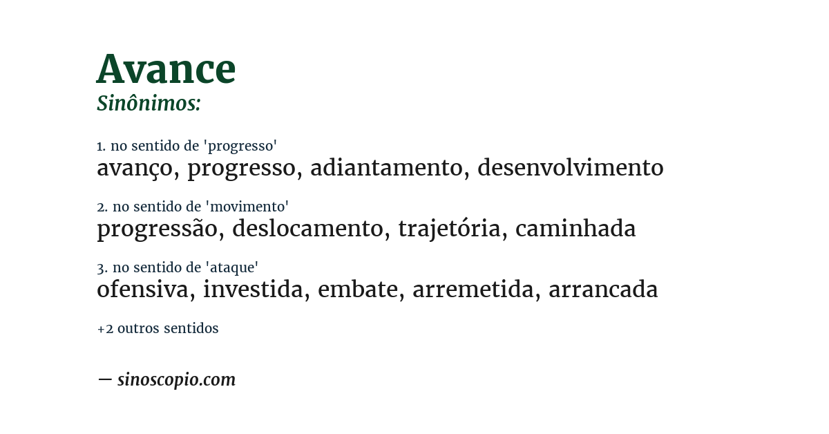 Sinônimo de avance