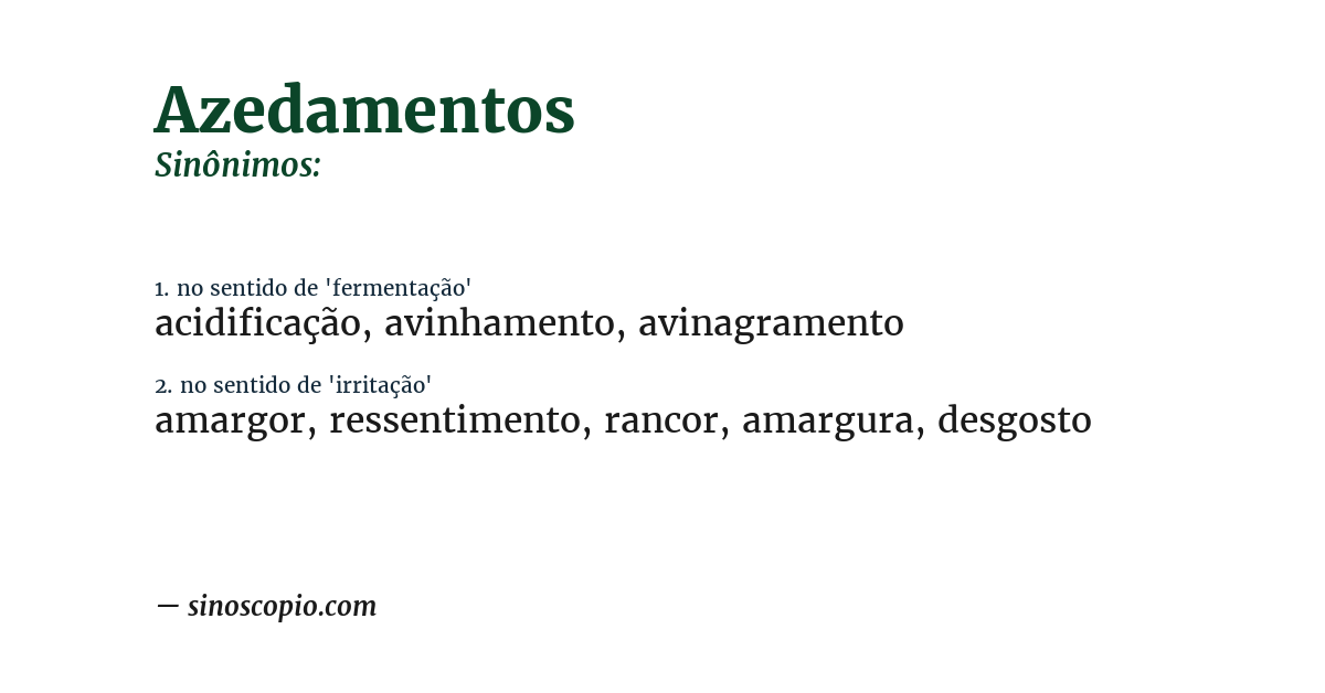 Sinônimo de azedamentos