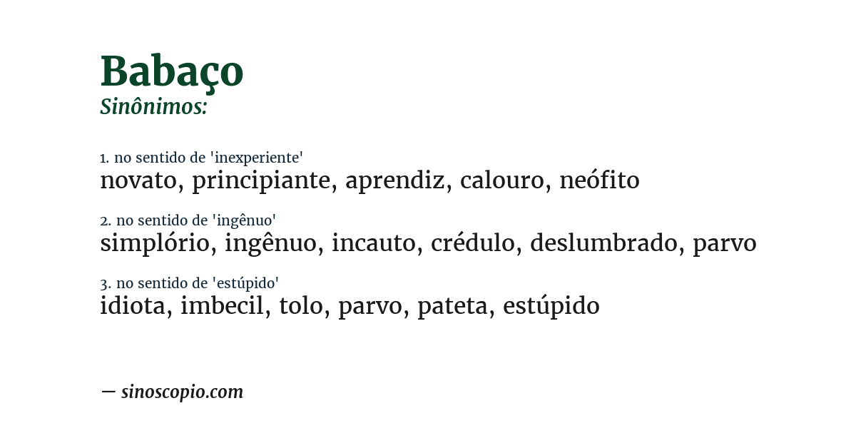 Sinônimo de babaço