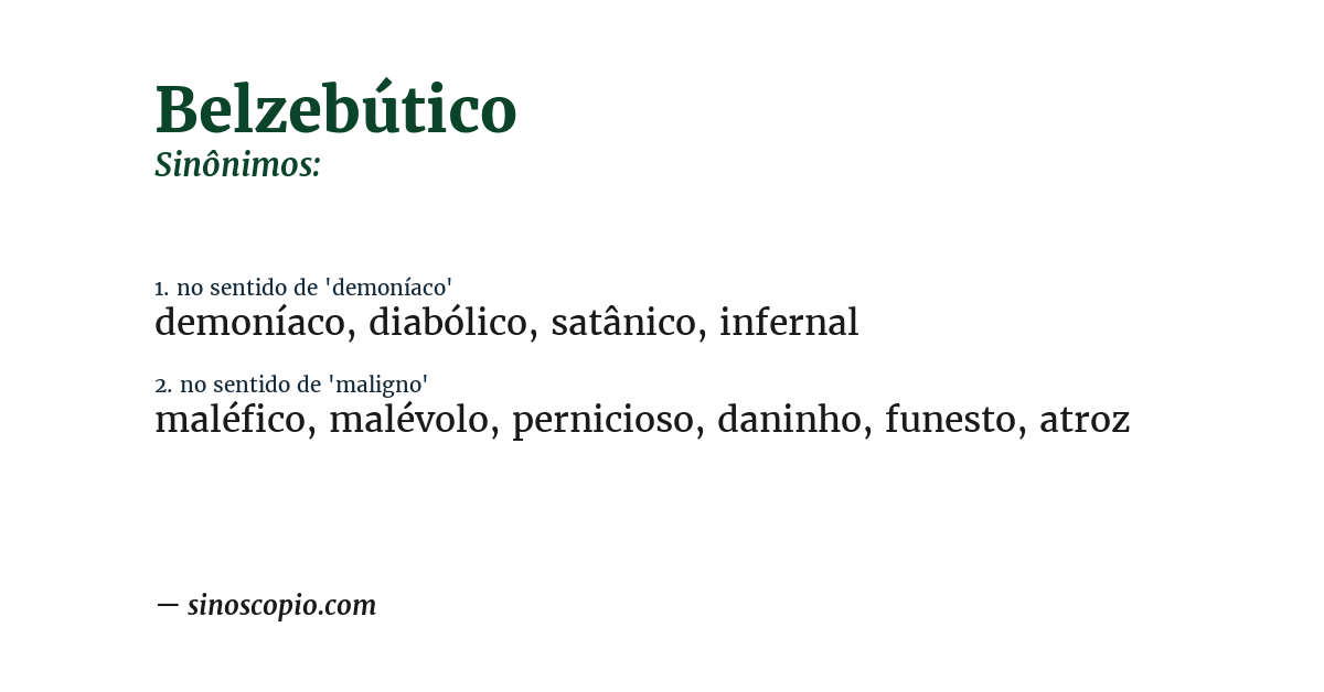 Sinônimo de belzebútico