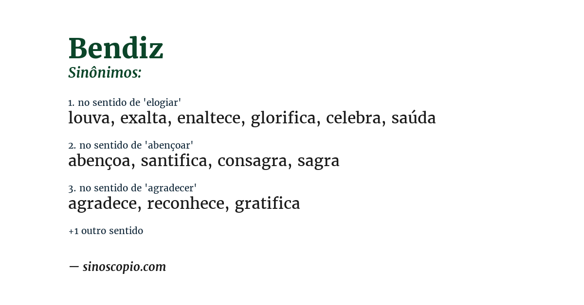 Sinônimo de bendiz